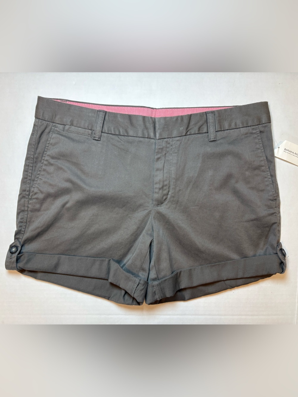 Banana Republic Stretch Khaki Button Cuffed Shorts Cotton Blend Size 10 NWT